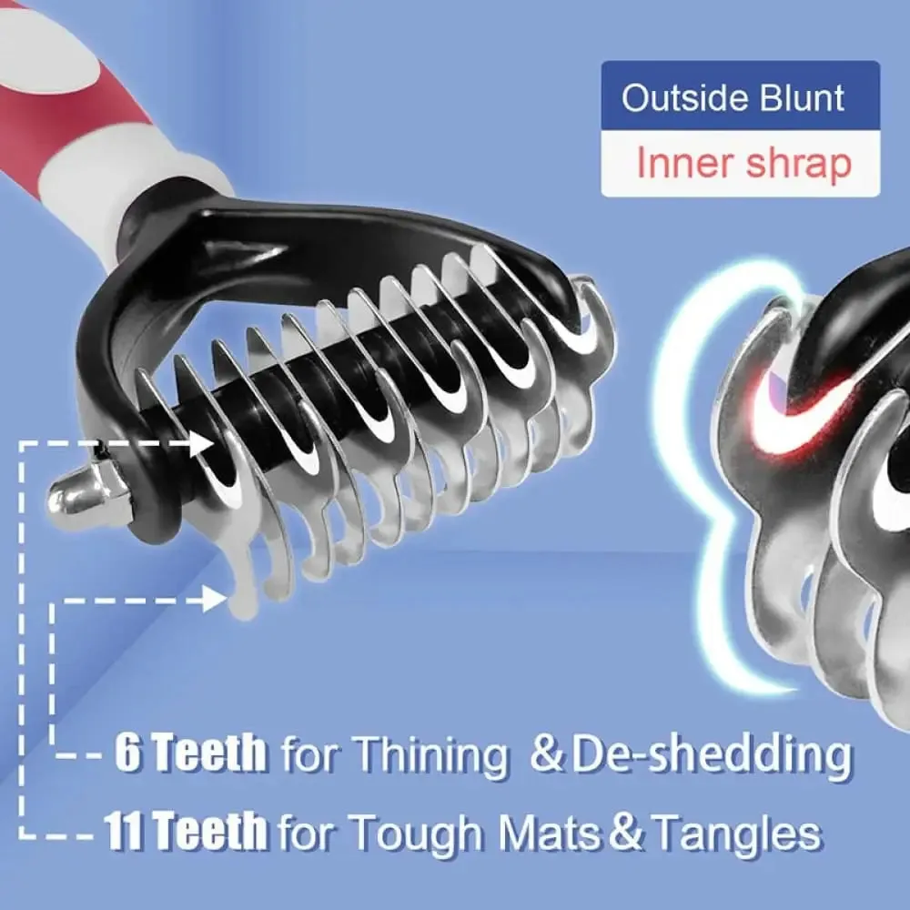2 Sided Safe Durable Dematting Shedding Pet Grooming Comb