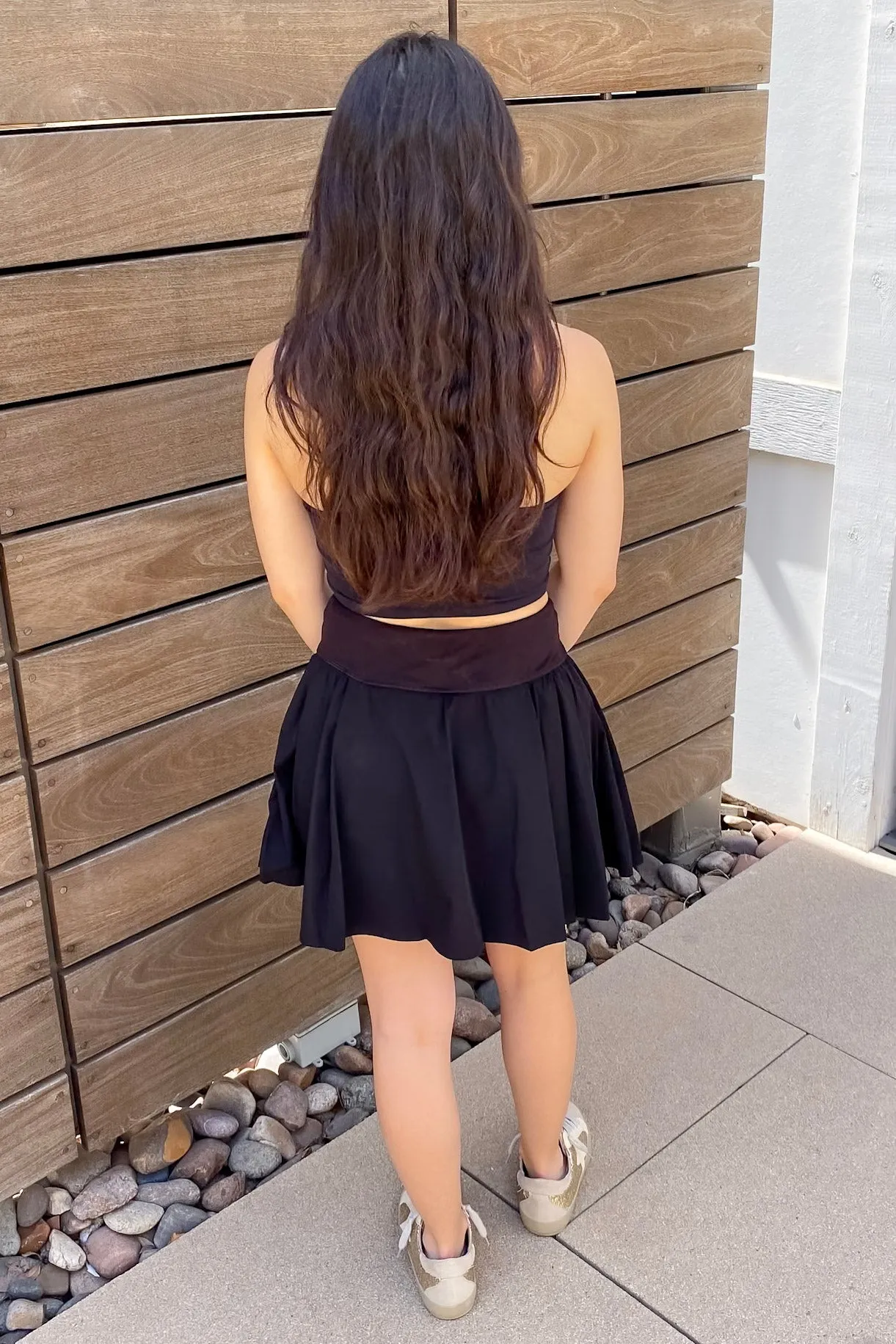 Athleisure Side Pleat Black Skort