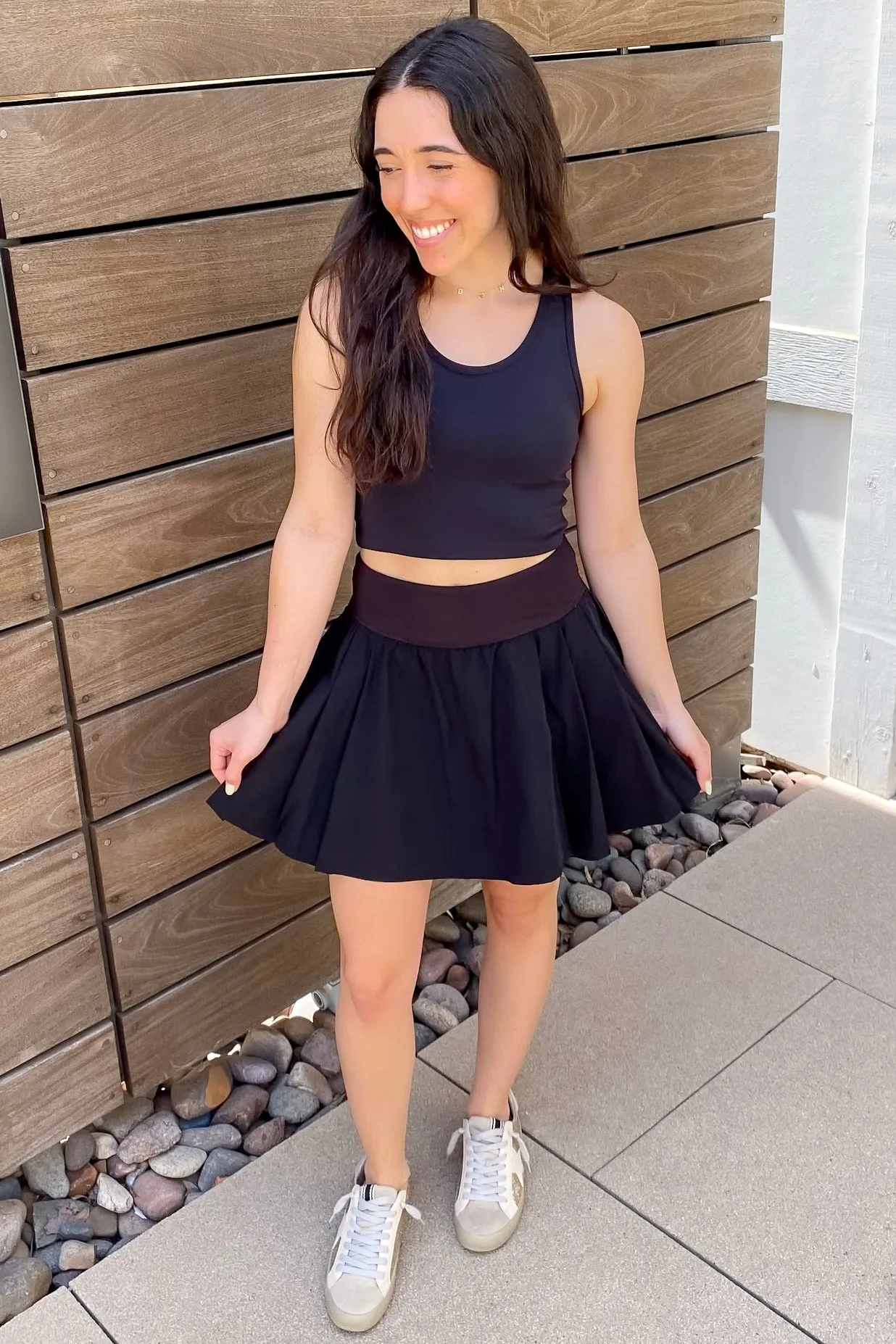 Athleisure Side Pleat Black Skort