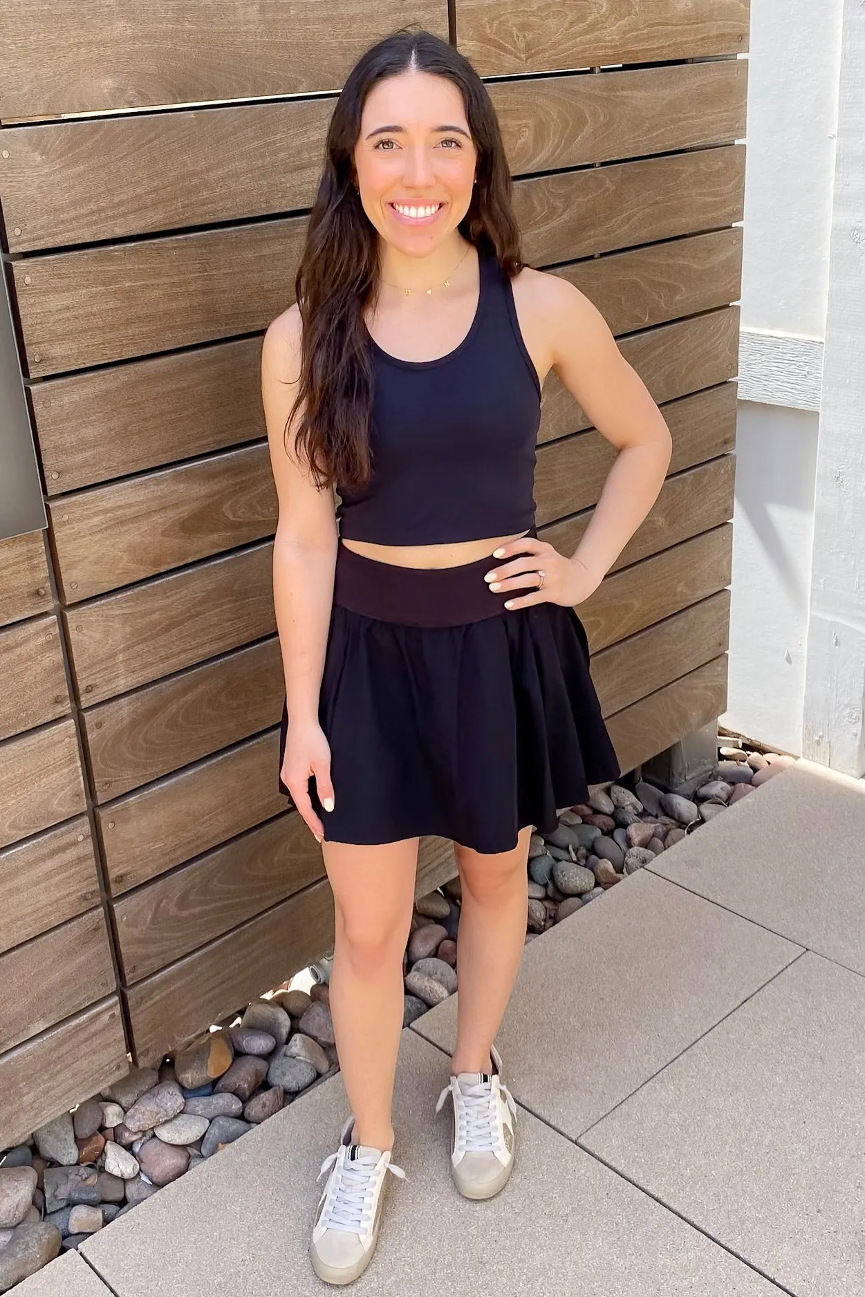 Athleisure Side Pleat Black Skort