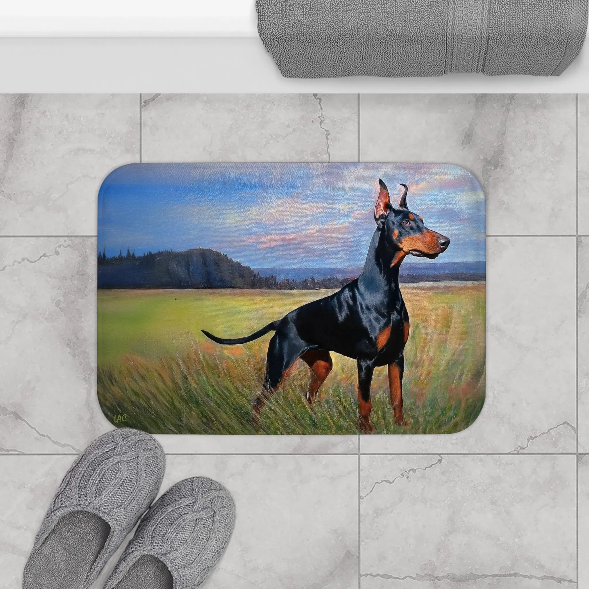 Doberman Pinscher - Bathroom Rug Mat -  Elegant Pet Lover Decor