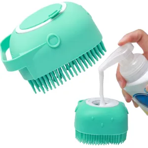 Dog Bath Massage Brush with Shampoo Dispenser