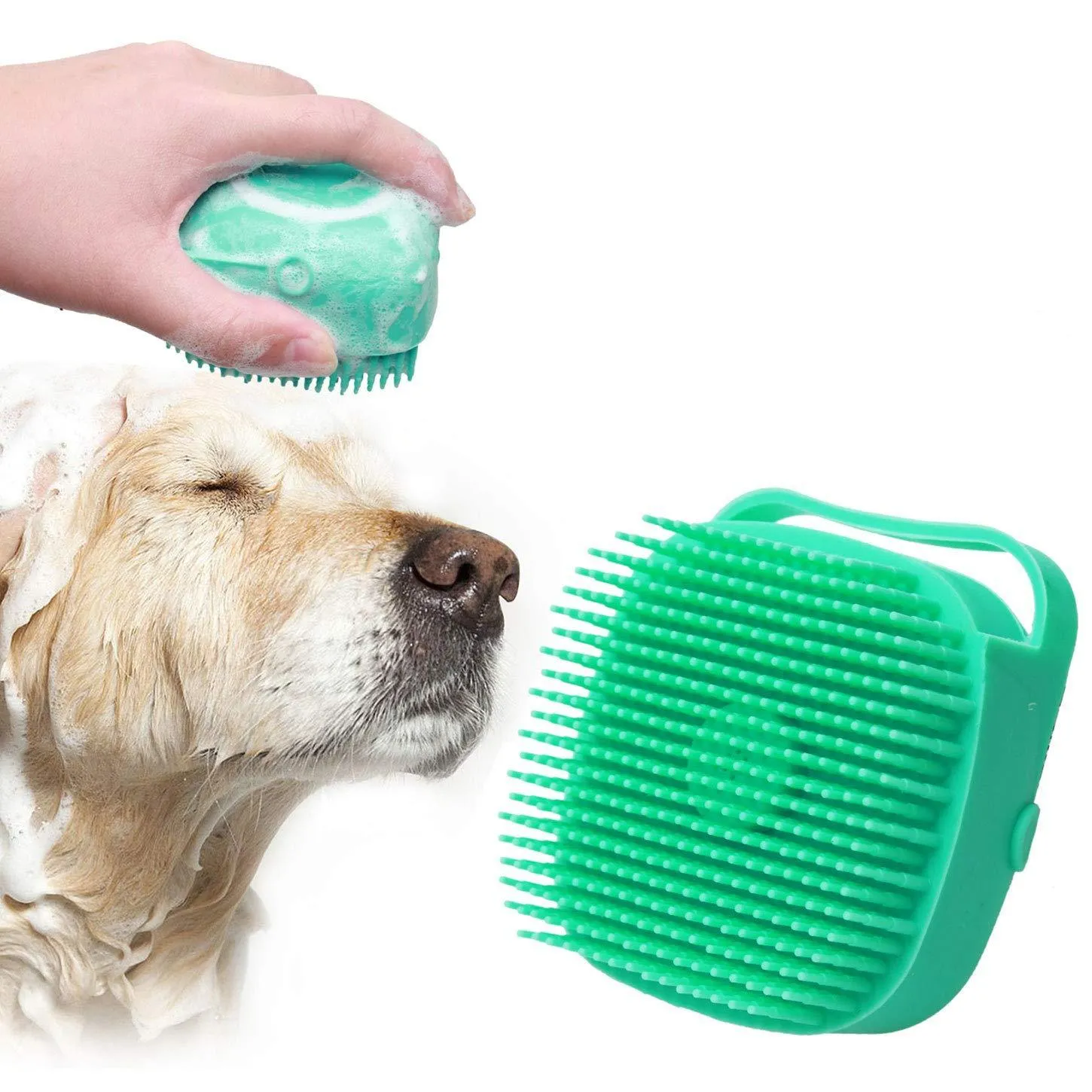 Dog Bath Massage Brush with Shampoo Dispenser