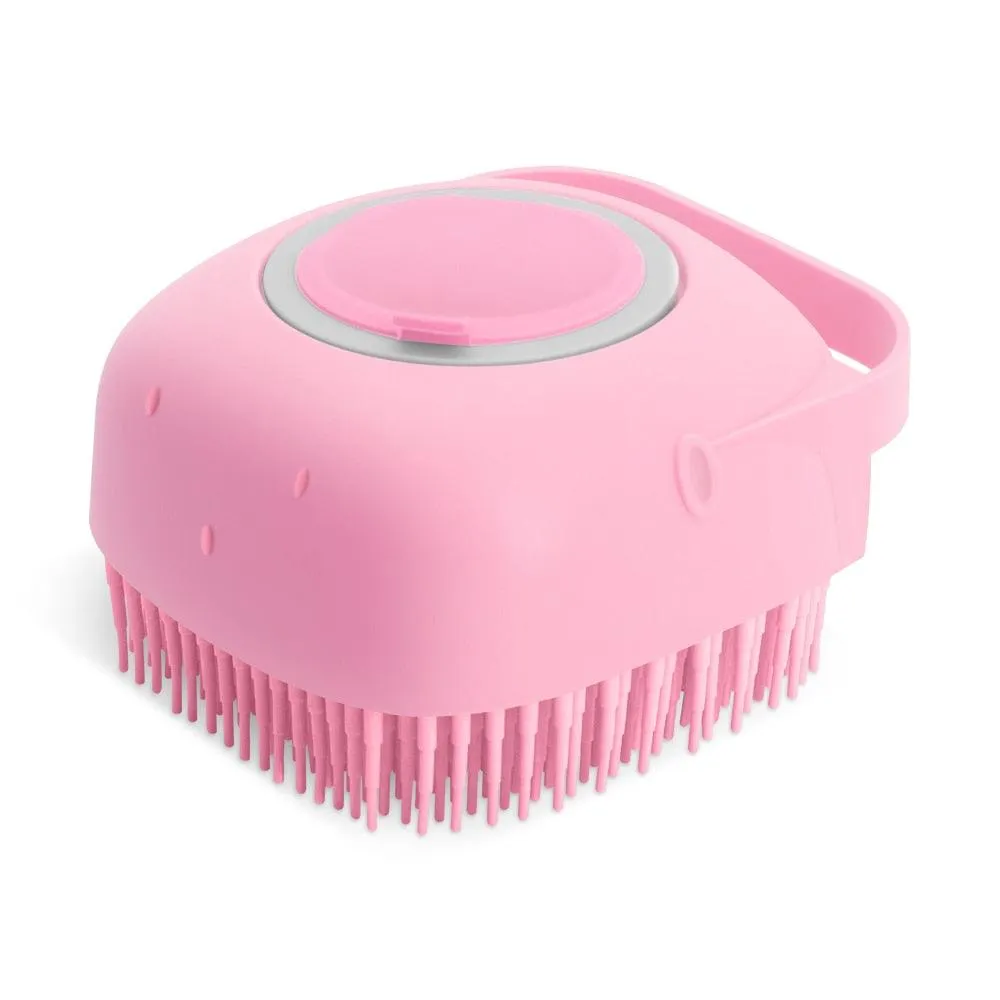 Dog Bath Massage Brush with Shampoo Dispenser