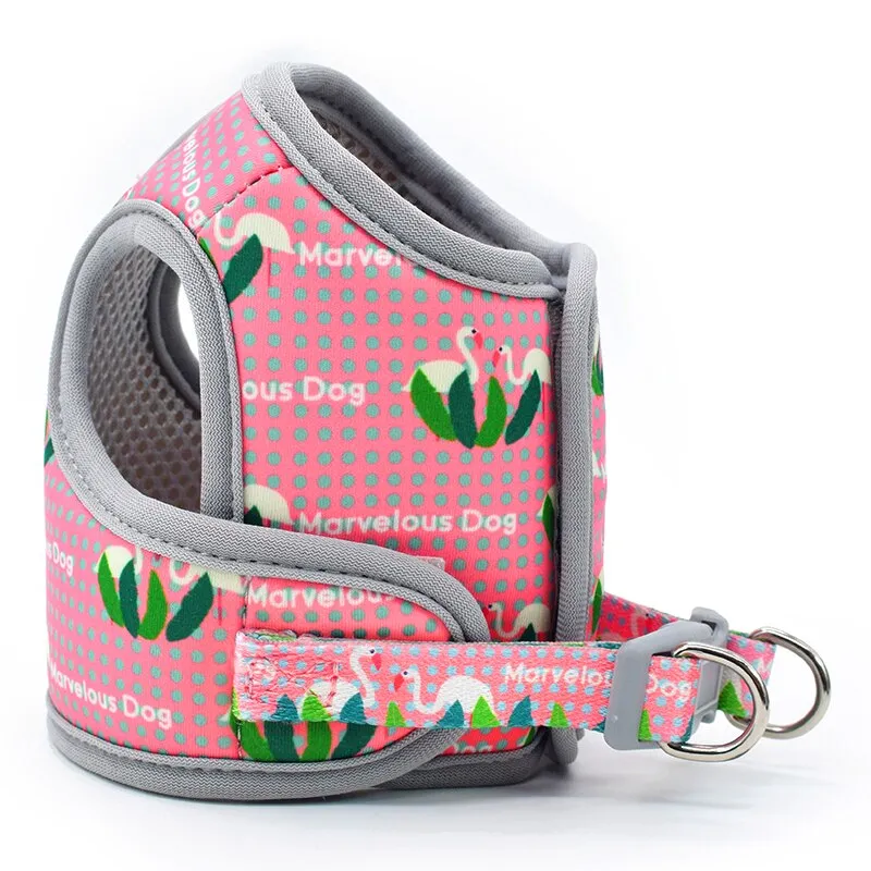 Dog Harness Fabric Print No Pull Choke Free Pet Harness for Small Medium Dogs Breathable Mesh Harness Vest for Bulldog Chihuahua
