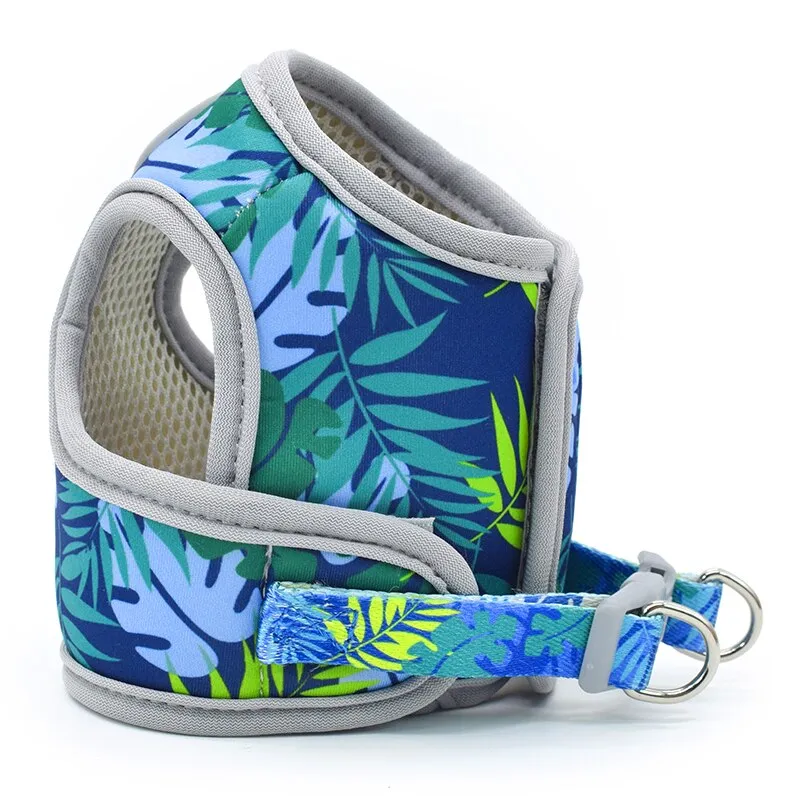 Dog Harness Fabric Print No Pull Choke Free Pet Harness for Small Medium Dogs Breathable Mesh Harness Vest for Bulldog Chihuahua