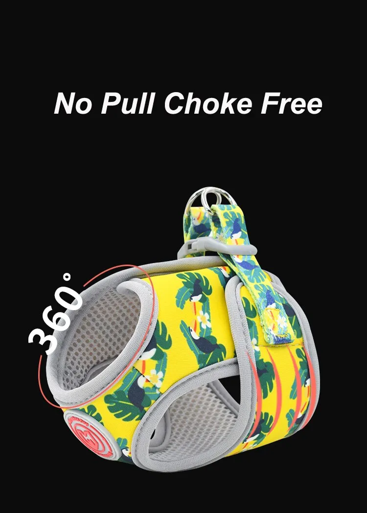 Dog Harness Fabric Print No Pull Choke Free Pet Harness for Small Medium Dogs Breathable Mesh Harness Vest for Bulldog Chihuahua