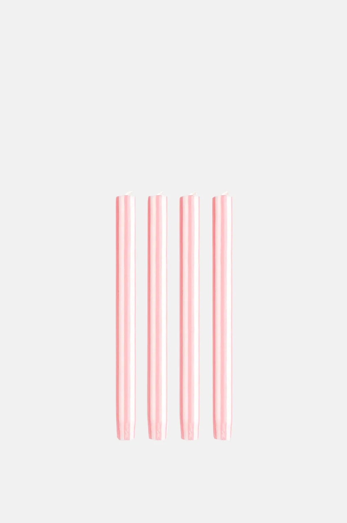 Flat Pink/White Dinner Candles Set of 4