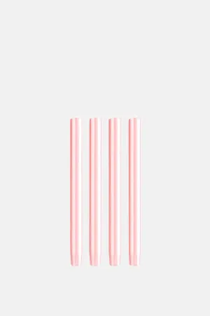 Flat Pink/White Dinner Candles Set of 4