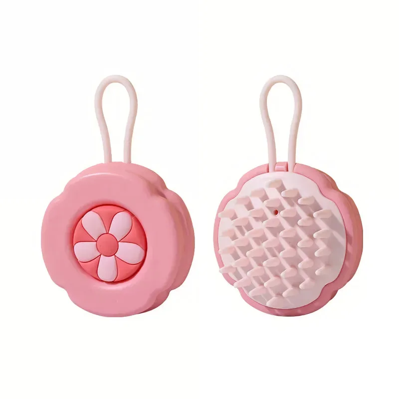 Flower Pattern Silicone Shampoo Brush for Scalp and Body Massage