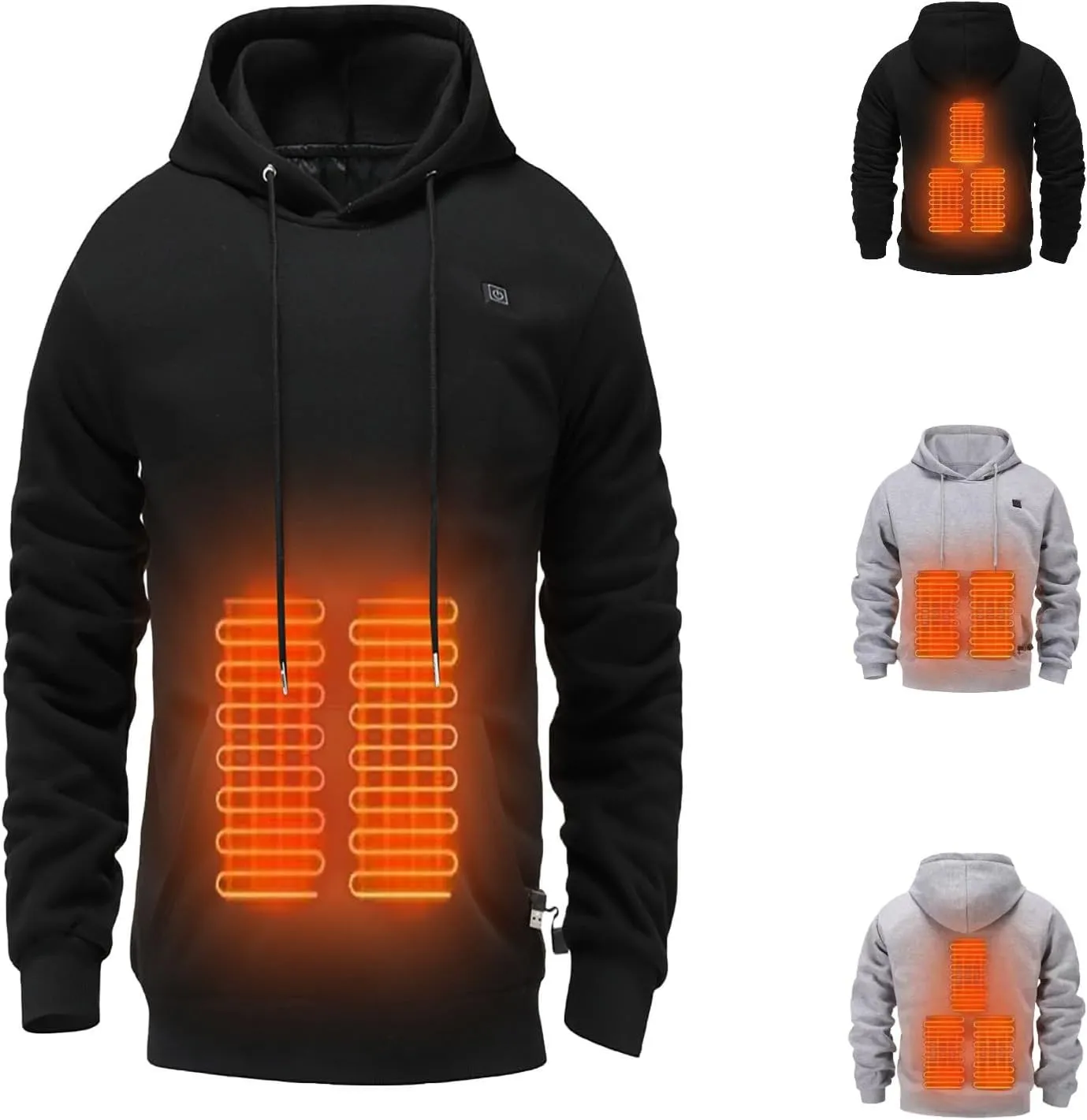 Heated Hoodie For Men Pullover 4xl Unisex Pullover Heavyweight Drawstring Heated Sweatshirt Men Women With Pocket