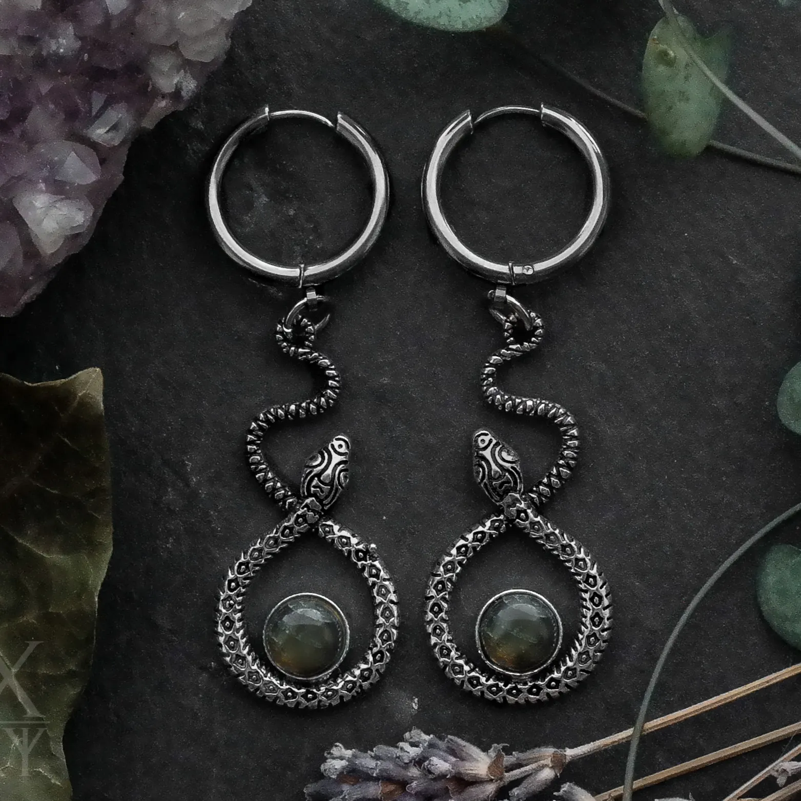 Labradorite Serpent Hoops