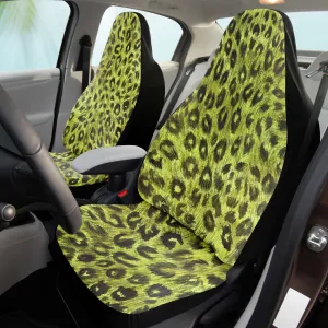 Leopard Car Seat Cover, Yellow Leopard Spots Animal Print Premium Car Seat Accessories (2 Pack)