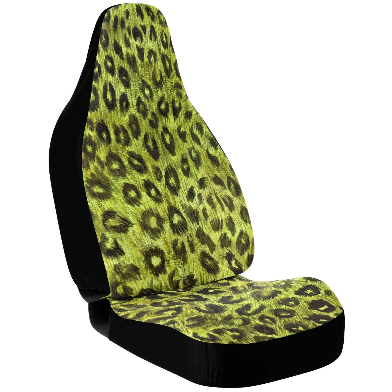 Leopard Car Seat Cover, Yellow Leopard Spots Animal Print Premium Car Seat Accessories (2 Pack)