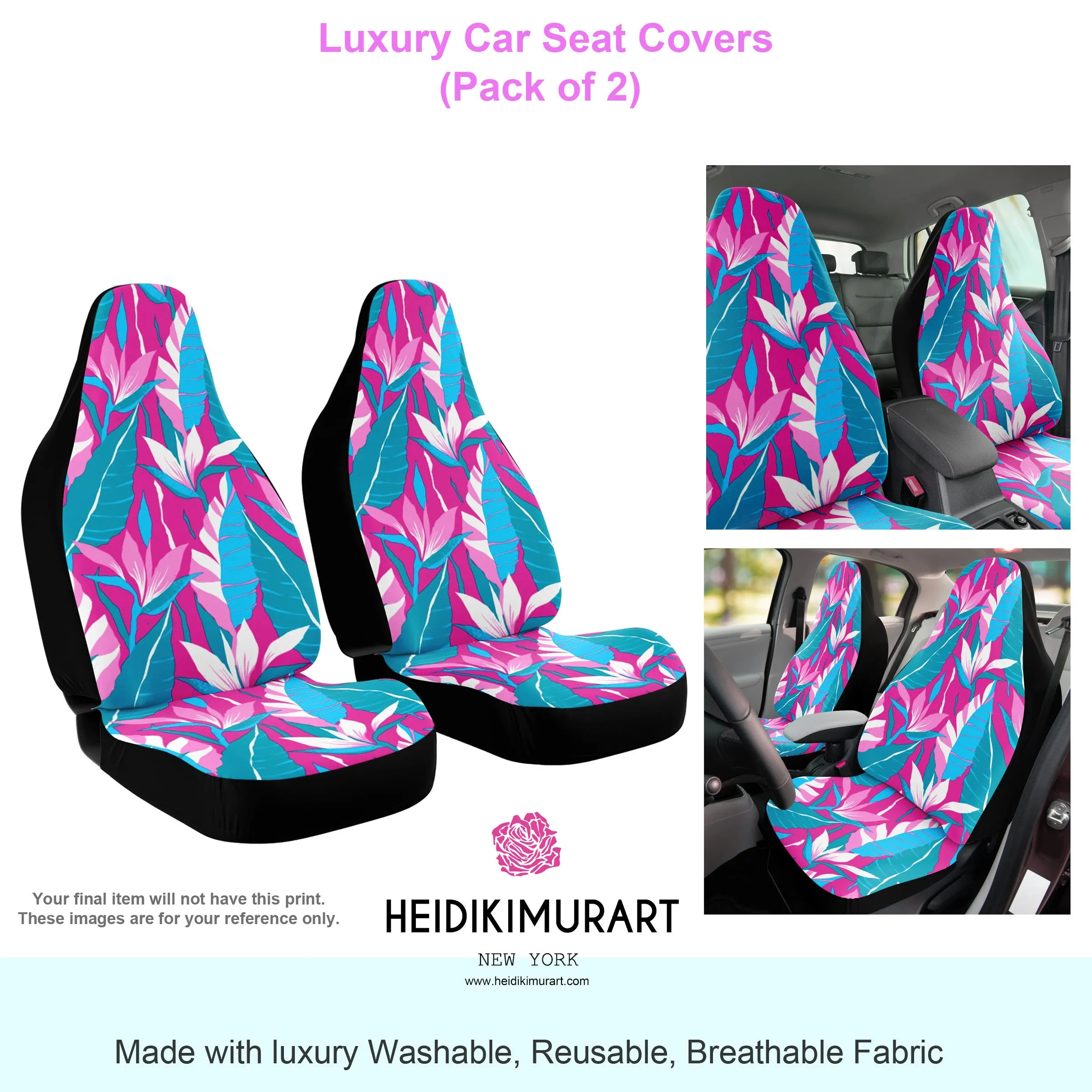 Leopard Car Seat Cover, Yellow Leopard Spots Animal Print Premium Car Seat Accessories (2 Pack)