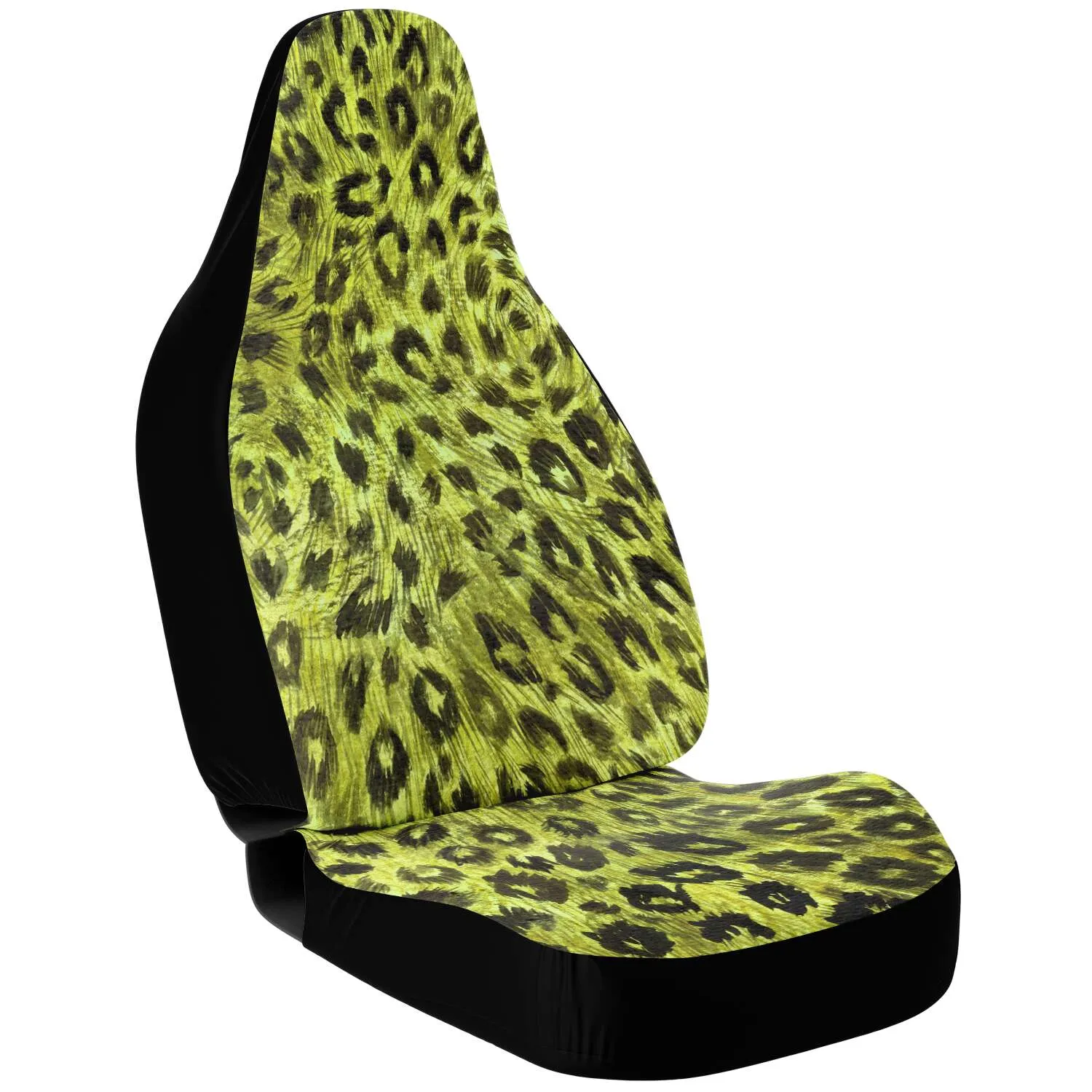 Leopard Car Seat Cover, Yellow Leopard Spots Animal Print Premium Car Seat Accessories (2 Pack)