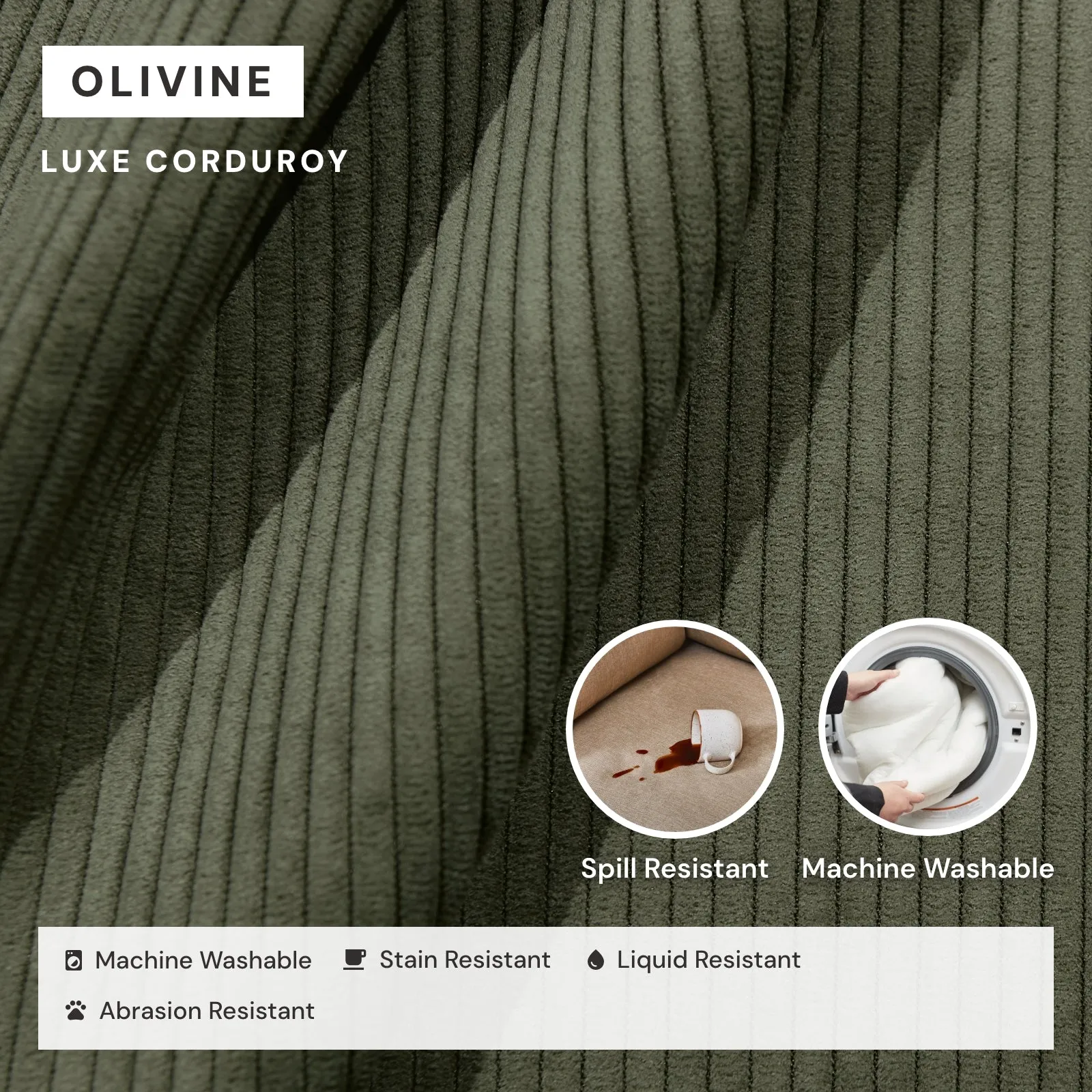 Modular Washable 9-Seater U-Sectional in Olivine | Deluxe  Seat | Cloud Pillow