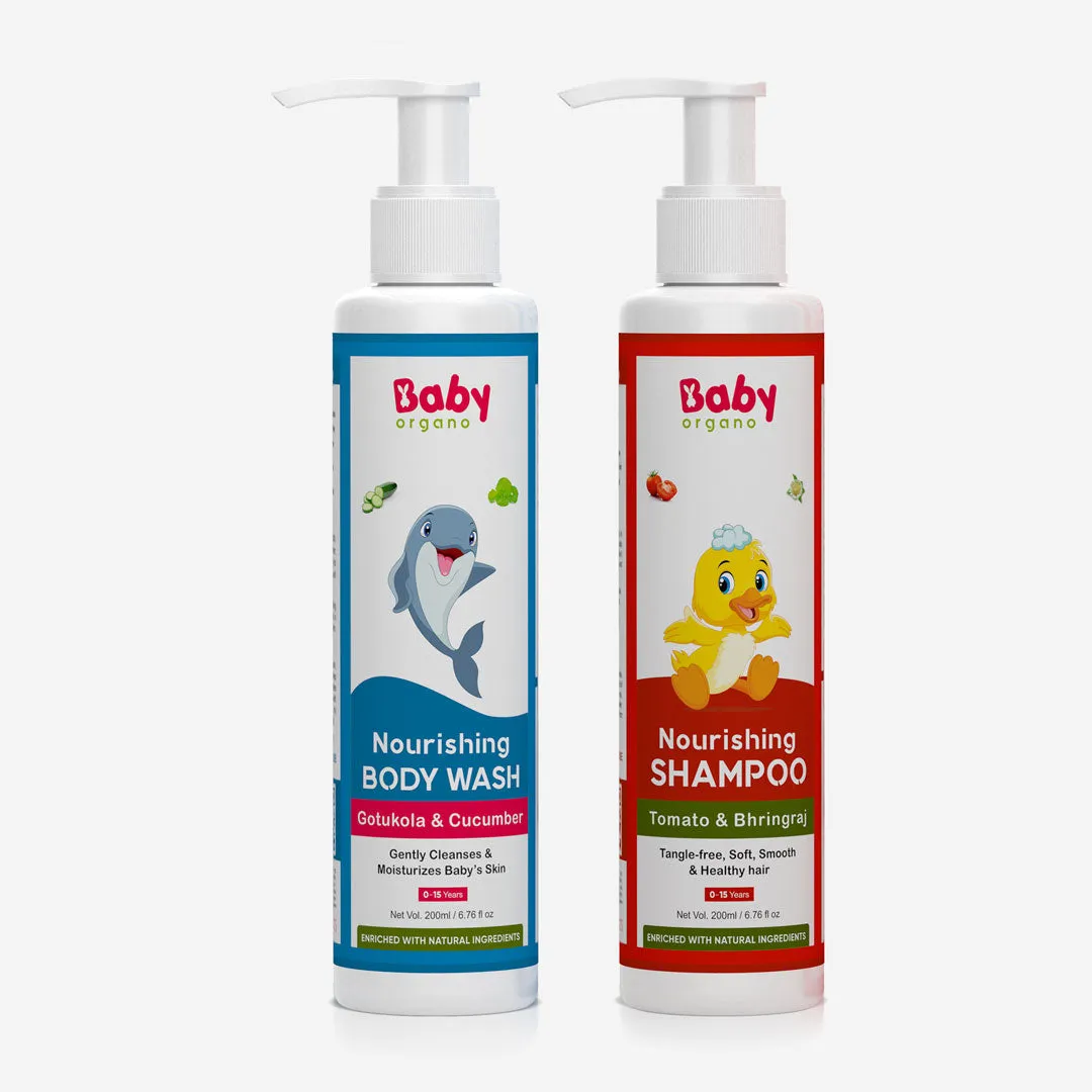 Natural Bath Care Combo | Gentle Baby Wash (200ml)   Baby Shampoo (200ml) | 100% Based on Ayurveda