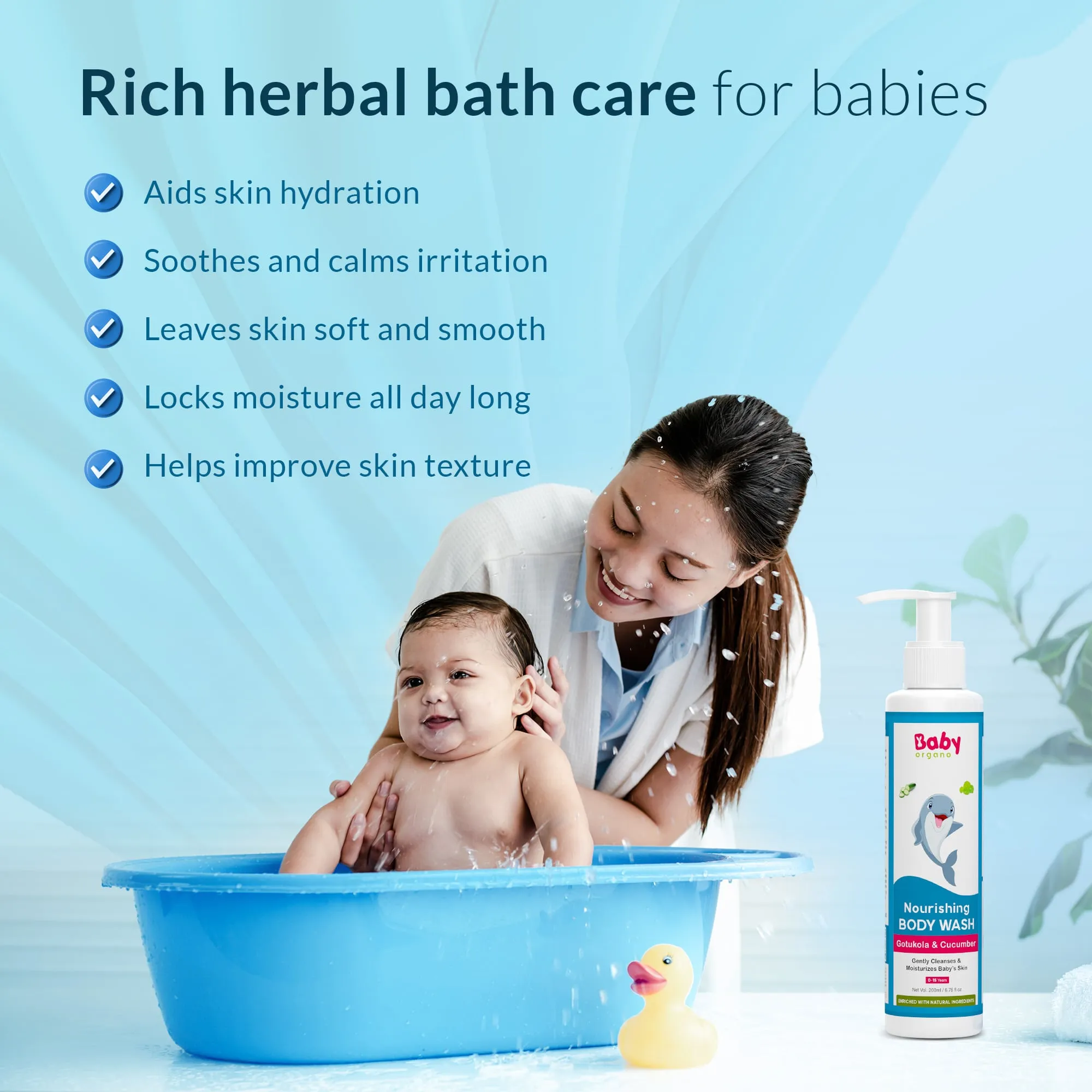 Natural Bath Care Combo | Gentle Baby Wash (200ml)   Baby Shampoo (200ml) | 100% Based on Ayurveda