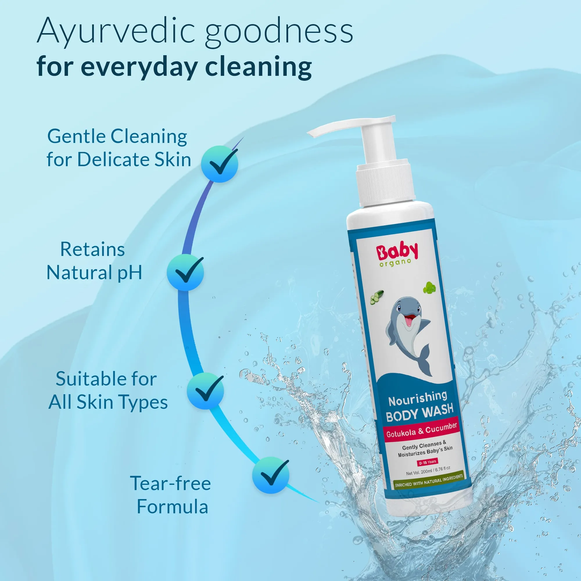 Natural Bath Care Combo | Gentle Baby Wash (200ml)   Baby Shampoo (200ml) | 100% Based on Ayurveda