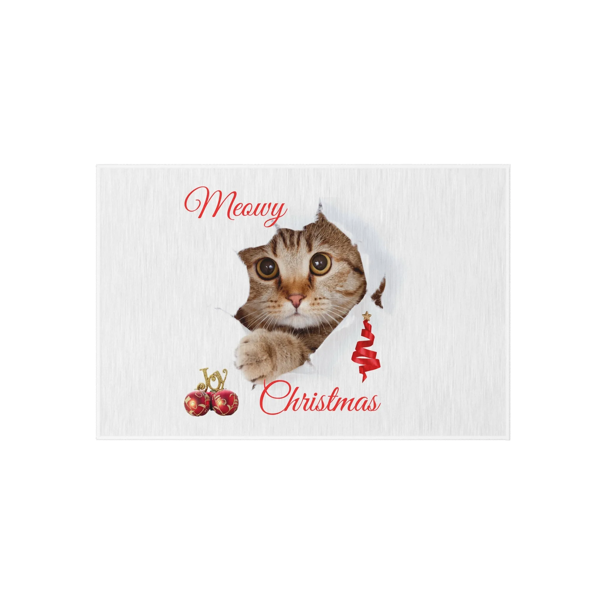 Peeking Christmas Kitty Cat Outdoor Rug