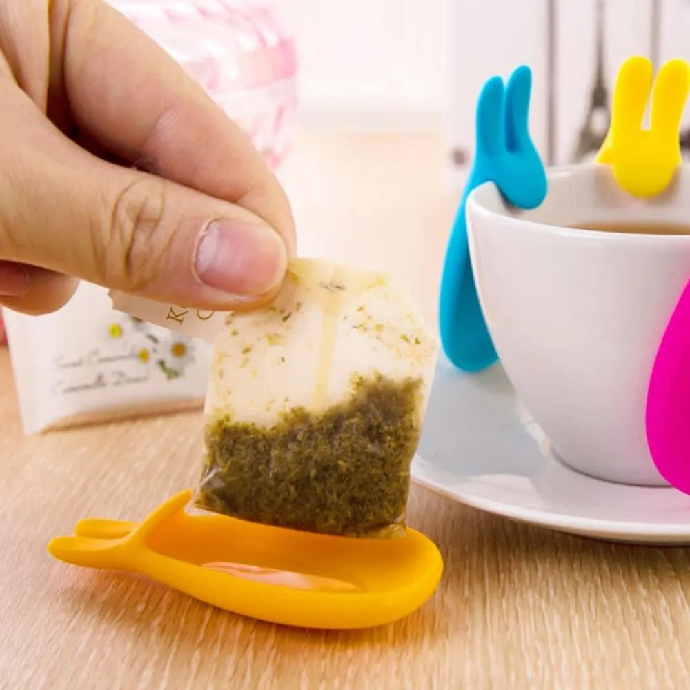Rabbit Shaped Silicone Tea Bag Holders Set