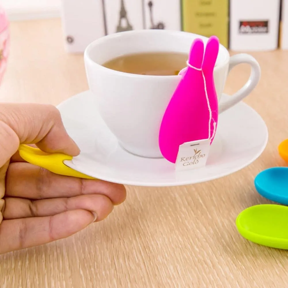 Rabbit Shaped Silicone Tea Bag Holders Set