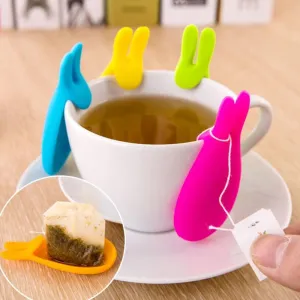 Rabbit Shaped Silicone Tea Bag Holders Set