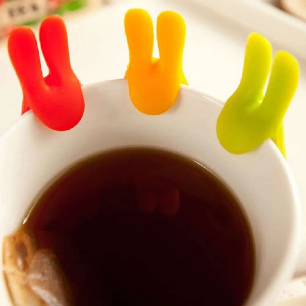 Rabbit Shaped Silicone Tea Bag Holders Set