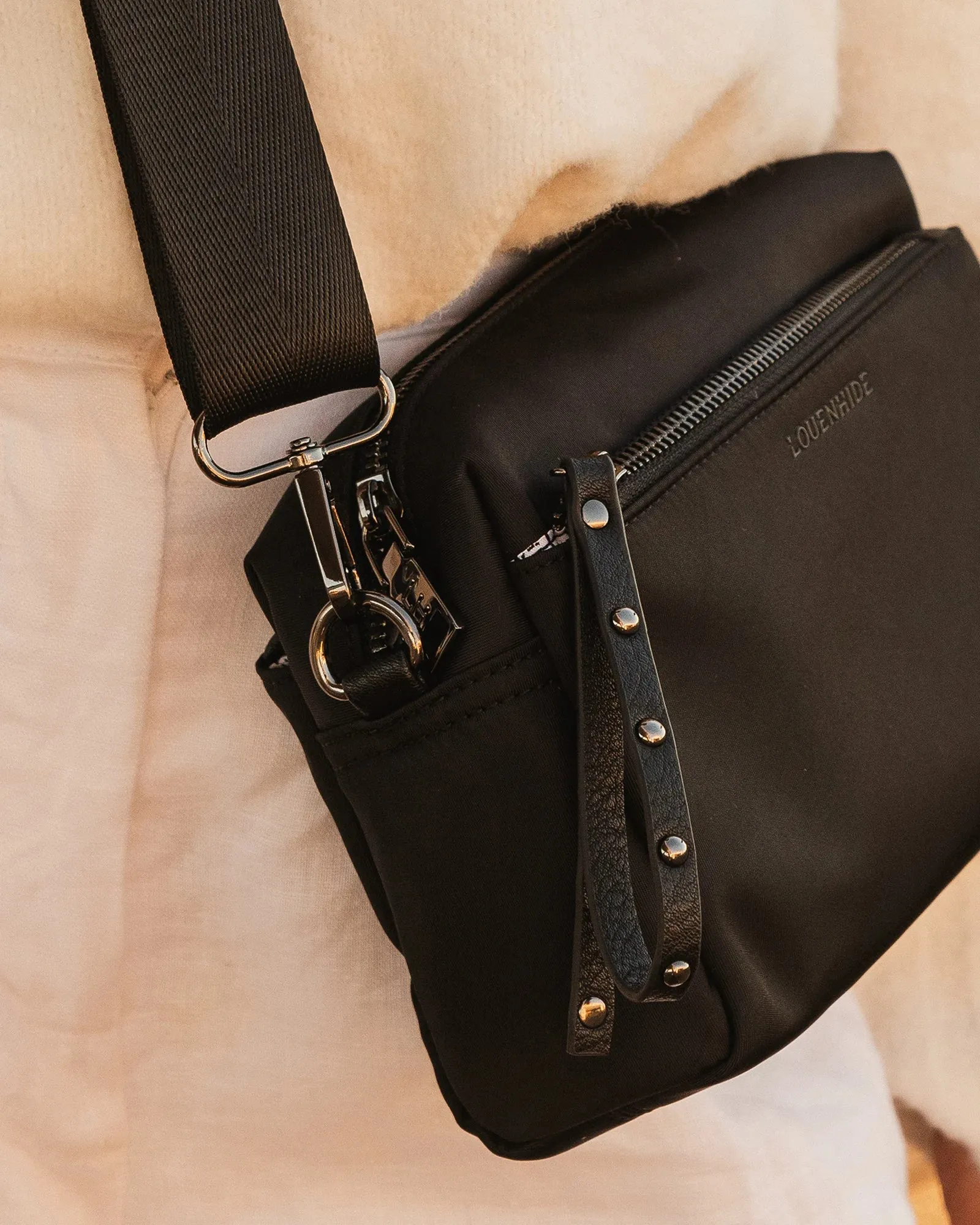 Rowie Nylon Crossbody Bag - Black by Louenhide