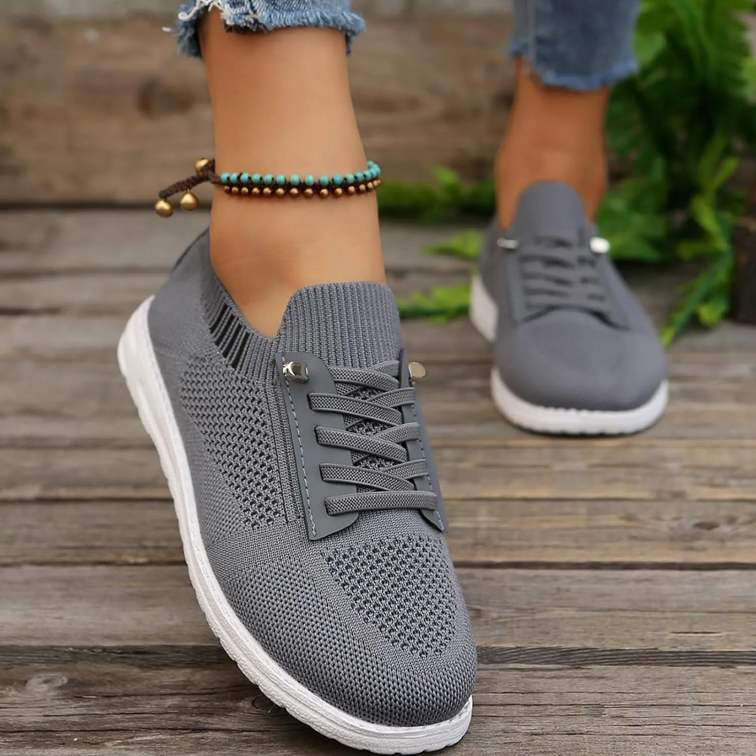 Sneakers for Women Walking Shoes Non Slip Lightweight Breathable Tennis Shoes Work Shopping Travel Slip On Fashion Sneakers