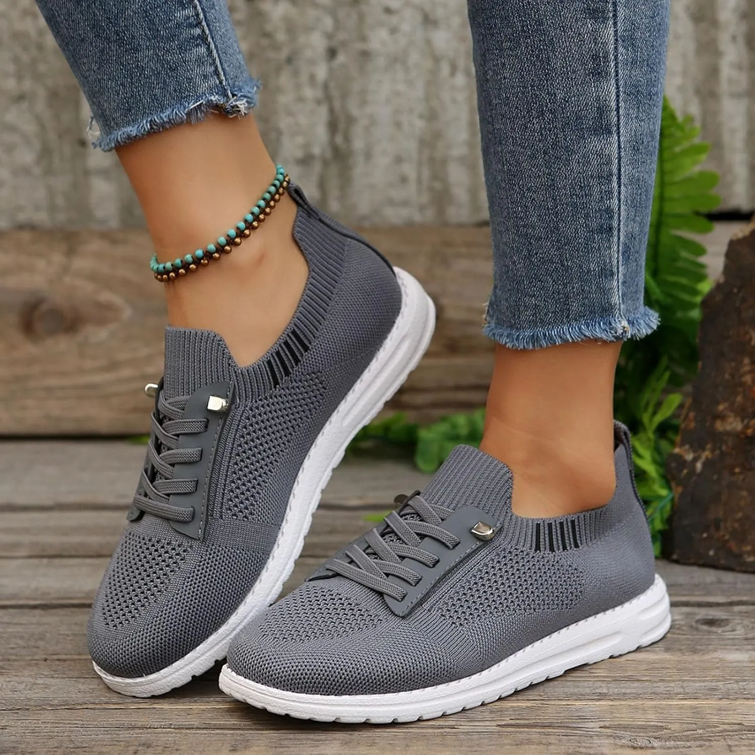 Sneakers for Women Walking Shoes Non Slip Lightweight Breathable Tennis Shoes Work Shopping Travel Slip On Fashion Sneakers
