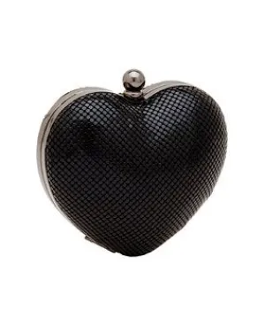 Whiting & Davis Heart Minaudiere Clutch in Black