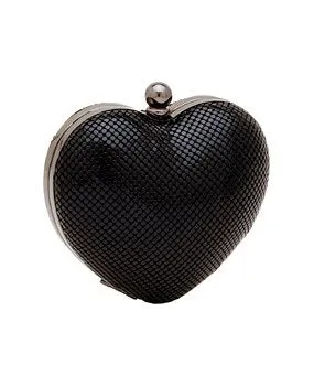 Whiting & Davis Heart Minaudiere Clutch in Black